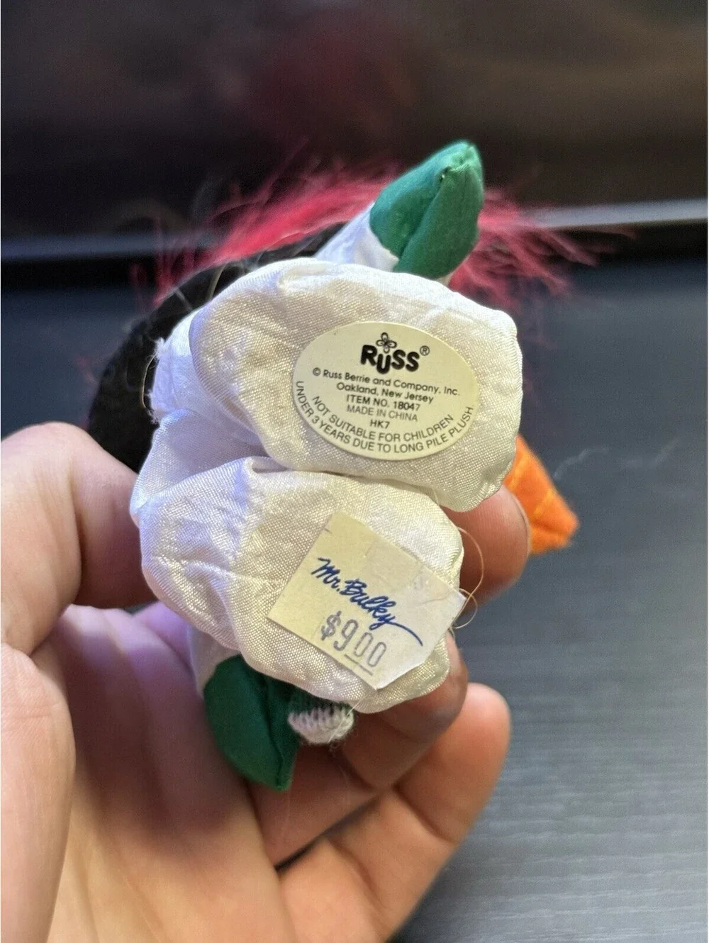 Russ Christmas Troll Doll Snowman Red Hair Top Hat Scarf Mask Item 18047